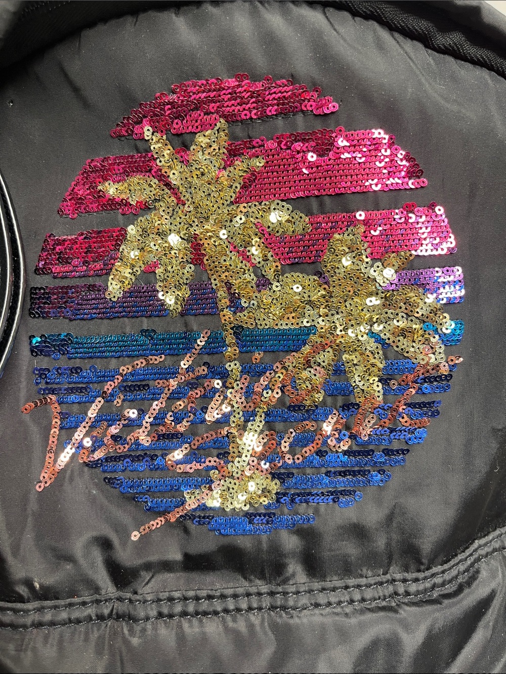 Victoria's Secret Black Sequin Palm Accent Backpack - Picture 2 of 7